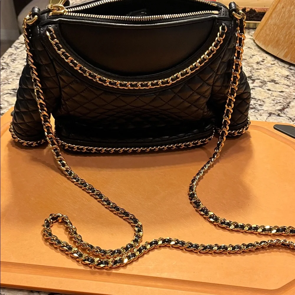 Moschino Black Quilted Mini Jacket Bag with Gold Chain Trim - Picture 14 of 14